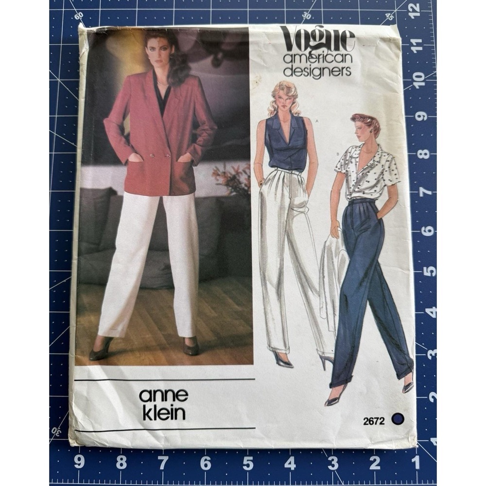Vogue American Designers Anne‎ Klein Pattern 2672 Jacket Pants & Blouse Size 16